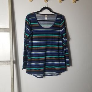 LULAROE WOMEN'S STRIPED LONG SLEEVE BLOUSE SIZE MEDIUM